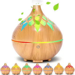 MKAKYES Aroma Diffuser, 160ML Ultraschall Luftbefeuchter Aromatherapie Öle Diffusor, mit 7 farbigem LED Licht, Automatische Abschaltung, für Zuhause, Schlafzimmer, Yoga, Büro, Spa