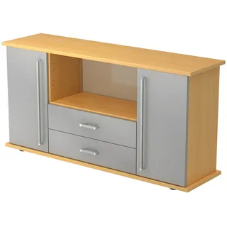 bümö Sideboard, Buche, Silber, Holzwerkstoff, Buche, 2 Fächer, 166.1x84x44.8 cm, FSC Mix, Wohnzimmer, Kommoden & Sideboards, Sideboards