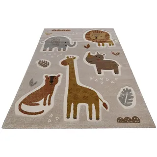SMART KIDS Kinderteppich Nala & Friends, rechteckig, Höhe: 10 mm, Moderner Spielteppich, strapazierfähig, pflegeleicht, Konturenschnitt beige|braun 200 cm x 300 cm x 10 mm