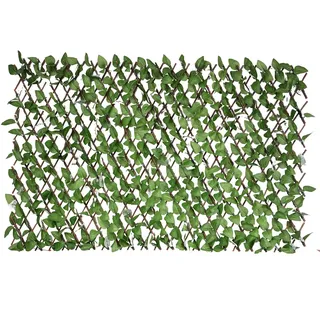 UNUS Rankgitter mit Blättern, Sichtschutz aus Weidenholz, verstellbar, maximal 100 x 200 cm, Rankhilfe für Garten, Balkon oder Terrasse