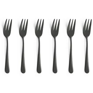 Amefa AUSTIN Kuchengabel Besteck Set 6-teilig | sylisches Design | Edelstahl Kuchengabeln 6 Stück mit PVD Veredelung | Schwarz satiniert | 14,3 cm | rostfrei & spülmaschinenfest