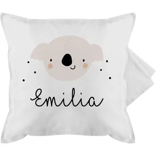 Geschenk mit Namen personalisiert by Shirtracer Kissenbezug - Süßer Koalabär Koala Koalas - 50 x 50 cm - Weiß - Kissen Name Geschenke kuschelkissen kissenhülle