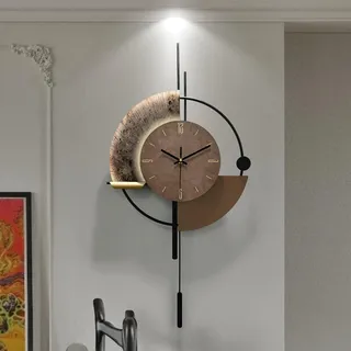FIXNEO Dekorative große Wanduhr, modern, mit Pendel, minimalistisch, 87,1 x 48,3 cm, leise, große Uhren für Wohnzimmer, Küche, Zuhause, Badezimmer, Schlafzimmer, Wanddekoration