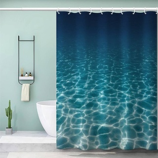 AKATIE Duschvorhang Anti Schimmel 240x200 3D Motiv Wasserdicht Shower Curtain Blaues Meer Meer Ozean Badewanne Vorhang Polyester mit 12 Haken