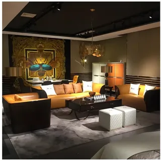 Xlmoebel Polstergarnitur Elegante Sofa Garnitur in modernem Design für gemütliche Abende, (Sofagarnitur 3+2 Sitzer), Hergestellt in Europa orange