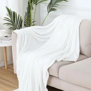 Highdi Kuscheldecke Flauschig Warme, Wohndecke Kinder Decke Flauschige Couchdecke Überwurf Fleecedecke als Tagesdecke Sofadecke Bett oder Sofaüberwurf Blanket (50X70cm,Weiß)