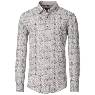 CASAMODA Langarmhemd CASAMODA Herren Leinenhemd Langarm Kent Grün Floral gemustert grün XXL