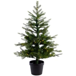 LED Tannenbaum 80LED H90cm outdoor D63cm im Topf Timer für Batterie 3xAA  - grün
