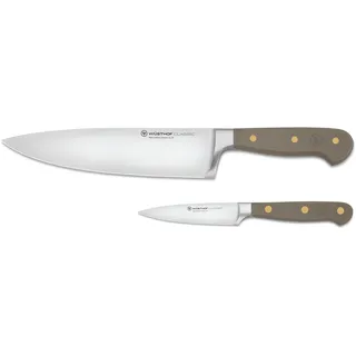 WÜSTHOF Classic Messerset mit Kochmesser und Gemüsemesser, Velvet Oyster (Grau)