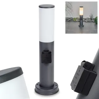HOFSTEIN Wegeleuchte Caserta, Außenwegeleuchte mit Steckdose aus Metall/Kunststoff in Anthrazit/Weiß, moderne Außenleuchte für Garten, Außenbereich, Hof, Terrasse, Höhe 45,5 cm, E27, IP44