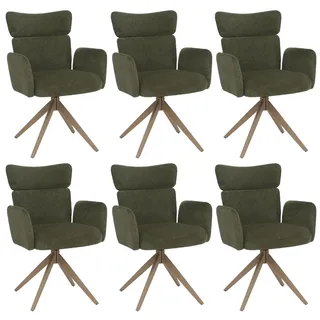 Mendler Esszimmerstuhl HWC-N11 Stoff Bouclé 350g/m2 grün 6er Set