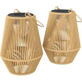 Outsunny Solar Stehlampe 2er Set Rattan Hängend Solarlampen mit Lichtsensor Solarleuchte IP44 wasserdichte Solarlampe Outdoor Lampe Akku Solarlaterne für Garten Balkon Außen Rasen Hof Weg Auffahrt   Aosom