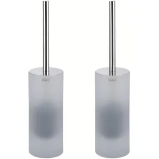 baliv 2x WC-Bürstenhalter Weiß Milchglas freistehend Toilettenbürste Bad WC