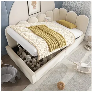 STILVORA Schlafsofa Schlafsofa 90x200cm Tagesbett ausziehbar mit Bettkasten Daybettt, Daybett, Tagesbett, Schlafsofa 1 Teile, 90x200 cm beige