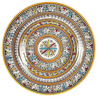 Marrakesch Orient & Mediterran Interior Obstschale Orientalische Keramik-Obstschale Dikra aus Keramik Schale, Bunt 40 cm, Keramik, (1-tlg), Handarbeit bunt