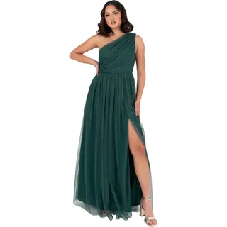 Anaya with Love Womens Ladies Maxi One Cold Shoulder Dress with Slit Split Sleeveless Prom Wedding Guest Bridesmaid Ball Evening Gown, Smaragdgrün 48
