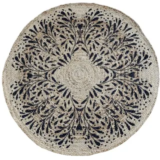 Chic Antique Runder Teppich aus Jute mit Muster, Ø110 cm natur