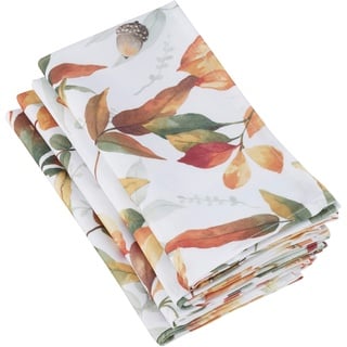 SARO LIFESTYLE 5050.M20S Feuilles Collection Fall Leaf Design Dinner Table Napkins (Set of 4), 20", Multi