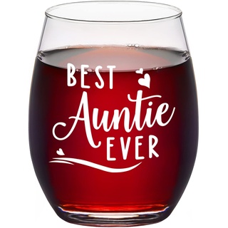 Joymaking Weinglas Geschenke, Auntie Geschenke - Best Auntie Ever, Weinglas Geburtstagsgeschenke für Tante, Personalisierte Trinkglas Geschenke für Tante, Muttertag Geburtstagsgeschenke 15oz