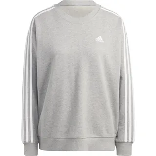 adidas 3Streifen Sweatshirt Damen in medium grey heather-white, Größe L - grau