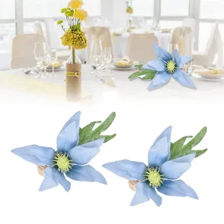 Blauer Serviettenring Aus Holz Mit Blumenmuster – Schlichtes Design – 2er-set Für Partys Und Tischdekoration
