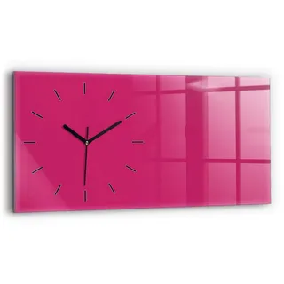 Tulup Wanduhr Glasuhr Rechteckige Wanduhr 60x30 cm Uhr aus Gehärtetem Glas rosa
