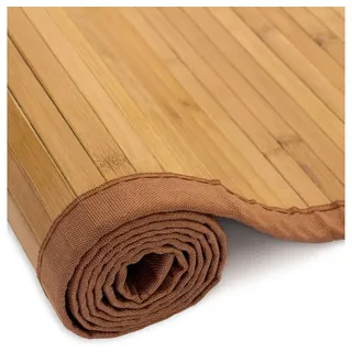 Homestyle4u 1587, Bambusteppich 60x300 cm Natur Bambusmatte Bad Teppich rutschfest mit Bordüre