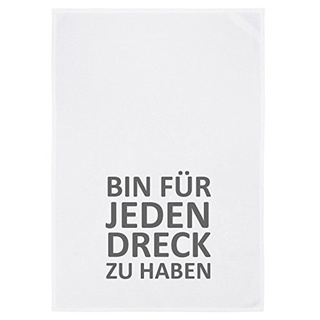 17;30 made in Hamburg Geschirrtuch Weiss mit Spruch Bin für jeden Dreck zu haben 50x70 cm 1 Stück