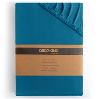 DecoKing Spannbettlaken Jersey 160 x 200 - 180 x 200 cm blau