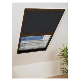 Culex Fliegengitter Alu Plissee Kombi braun, für Dachfenster, Plissee, Sonnenschutz, 110x160cm