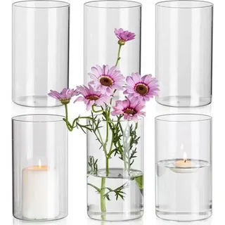 Kleine Klar Glasvase Set für Tulpen, 6 Stk. - 15 x 8,5 cm