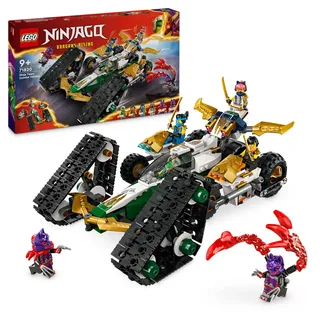 LEGO NINJAGO Kombi-Raupe des Ninja-Teams, 4-in-1-Set mit Gleiter, Rennauto und 2 Motorrädern und 6 Minifiguren, Geschenk für Jungen und Mädchen, Ninja-Spielzeug 71820