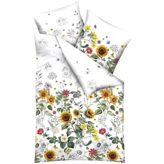 KAEPPEL Mako-Satin Sonnenblumen Gelb 135 x 200 cm + 80 x 80 cm
