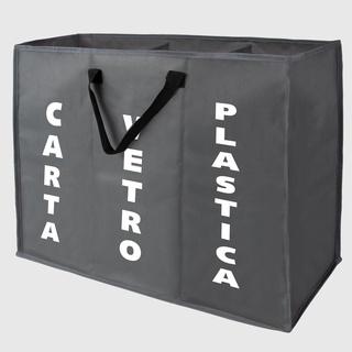 La Briantina Ecobag platzsparende Tasche für Mülltrennung, 3 Fächer, Papier aus Glas, Kunststoff, 60 x 32 x 48 cm, Polyester