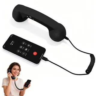 quivylivy Telefonhörer im Retro-Stil Typ-C Schwarz