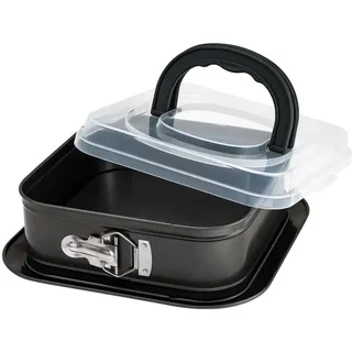 webake Eckige Springform Mit Deckel Quadratische Backform 24 x 24 cm Eckig Kuchenform Tortenform Antihaftbeschichtet Quadratische Kohlenstoffstahl Backform, 1 Stück
