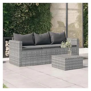 vidaXL Gartensofa 3-Sitzer Loungesofa grau