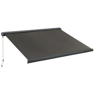 CHICFURN Markise Elektrischer Sonnenschutz für Terrasse und Balkon, 3 x 2,5 m (Packung, 1-St., Mit Fernbedienung und Montagesatz zur Wandbefestigung) Metallrahmen in Dunkelgrau, für Außenbereiche grau