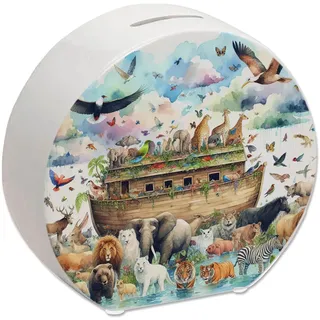 Arche Noah Spardose Spardose Arche Noah Schiff der Rettung Biblische Flut Religiöses Symbol Tierpaare an Bord Sparen mit Glauben