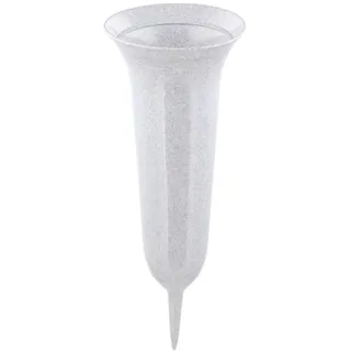 meytrade Bodenvase Grabvase Steckvase für Friedhof hellgrau frostsicher outdoor Vase, aus Kunststoff in hellgrau grau