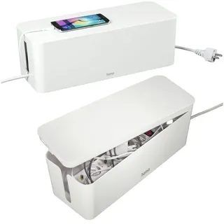 Hama Kabelbox Design Kabelbox Weiß Kabelmanager Ladebox, (1x Kabelbox, Aufbewahrung), Kabel-Organizer Strom Ladestation für Zuhause TV PC Büro Schreibtisch weiß