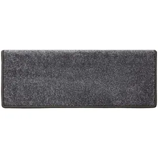 Floordirekt Velours-Stufenmatten Sundae - Halbrund oder Eckig - Treppenmatten in 6 Farben - Strapazierfähig & pflegeleicht - Stufenteppich für Innen (Anthrazit, Eckig 65 x 23,5 cm)