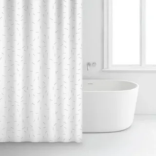 Duschvorhang 180x200 Premium Weiß Muster 100% Baumwolle - Rayen