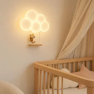 LED Wolken-Wandlampe Kinderzimmer, 18 W, 3 Lichtfarben, Tiermotiv ,E | LED Wandleuchte Kinderzimmer, 18 W – 3 Lichtfarben per Wandschalter, für Schlaf-, Spiel- und Lesezimmer