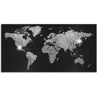 Wandbild ARTLAND "Weltkarte Glitzer", schwarz (farbe bild(er): schwarz), B:150cm H:75cm, Bilder, als Alubild, Leinwandbild, Poster in verschied. Größen