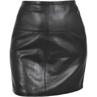 A1 FASHION GOODS Damen Echt Weiches Schwarz Leder Minirock 16" Lang Heiß Sexy Klub Party Verschleiß IVY (42) - 42W