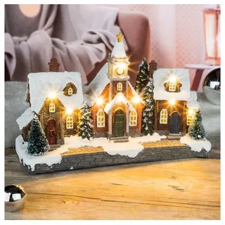 Hi Weihnachtsstadt LED Weihnachtsdorf mit Schneedekoration 9 warmweiße LEDs