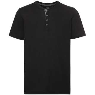 Russell Herren Henley HD T Herren T-Shirt mit Knopfleiste R-168M-0 schmale Passform, black, XS