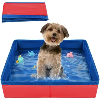 LQTSLFM Katzen Pool, Hundepool, Faltbarer Haustierpool, Hundeplanschbecken, Planschbecken für Katzen, Faltbarer Pool Werden zum Baden, Planschen und zur Aufbewahrung (50x10cm-RotB)
