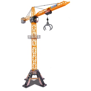 Dickie Toys - Mega Crane (120 cm) – extra großer Spielkran für Kinder von 3-5 Jahren, mit Fernbedienung, Seilwinde, Greifarm, 350° drehbar, Ferngesteuerter Kran